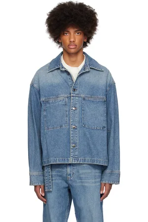 WOOYOUNGMI Blue Broken Twill Denim Shirt