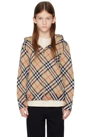 Burberry Kids Beige Check Wool Zip Hoodie