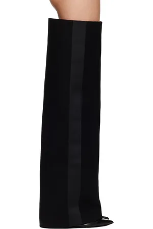 SACAI Black Wool Melton Pants Tall Boots