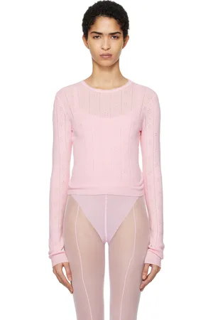 SKIMS Pink Sweater Pointelle Long Sleeve Top