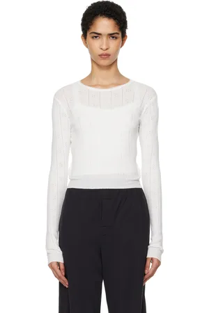 SKIMS White Sweater Pointelle Long Sleeve Top