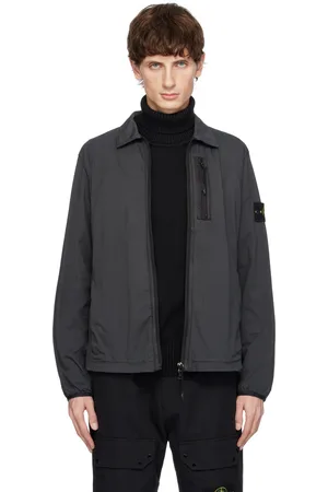 Stone Island Gray Twill Zip Overshirt Jacket
