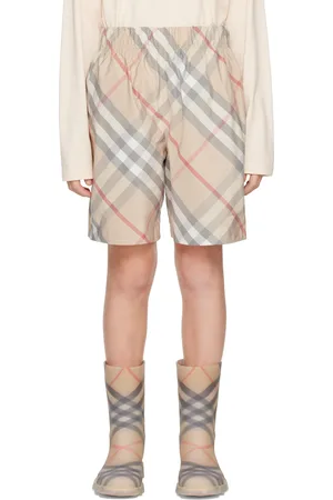 Burberry Kids Beige Check Cotton Blend Shorts