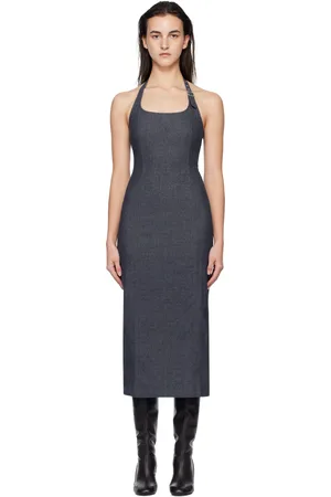 Paloma Wool Navy Elena Midi Dress