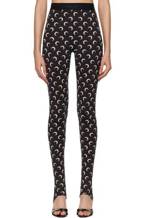 Marine Serre Black Recycled Jersey Moon Stirrup Leggings