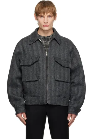 WOOYOUNGMI Gray Herringbone Wool Jacket
