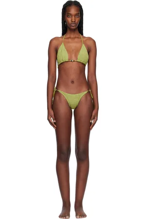 Bond Eye Green Beaded Ingrid Triangle & Beaded Tie Side Vista Bikini