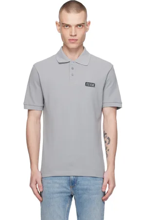 VERSACE Gray Logo Slim-Fit Polo