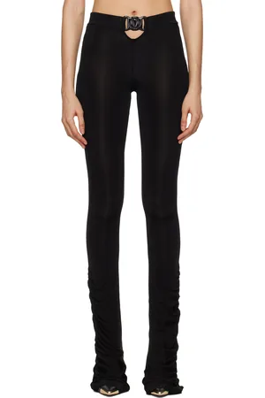 VERSACE Black V-Emblem Ruched Leggings