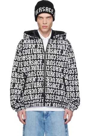 VERSACE Black & White Rev Monogram Reversible Down Jacket