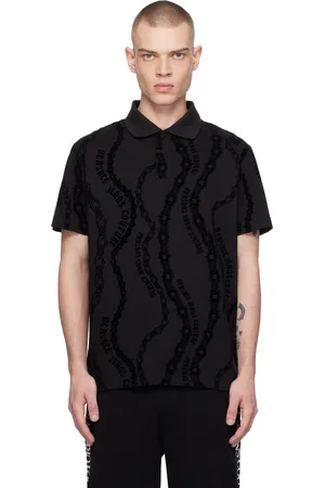 VERSACE Black Chain Flock Polo