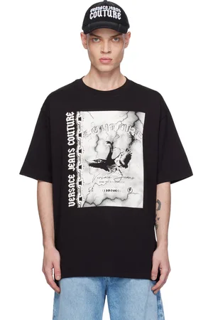 VERSACE Black Screen-Printed T-shirt