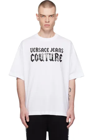 VERSACE White Gothic Logo Relaxed-Fit T-shirt