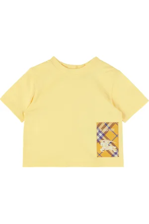 Burberry Baby Yellow Check Label Cotton T-shirt