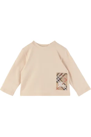 Burberry Baby Beige Check Label Cotton T-shirt