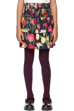 Dolce & Gabbana Kids Navy Tulips Printed Skirt