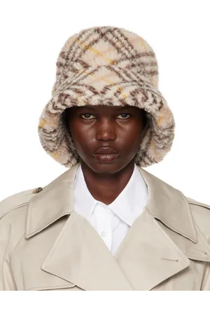Burberry Beige Check Fleece Bucket Hat