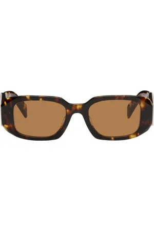 Prada Brown Rounded Rectangle Acetate Sunglasses