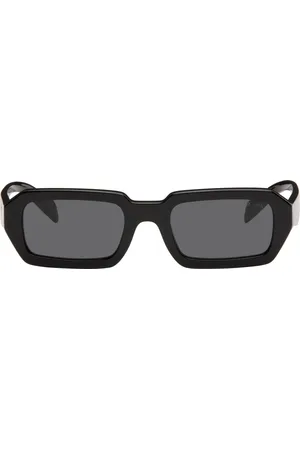 Prada Black Angular Rectangle Acetate Sunglasses