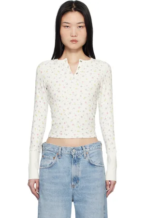 Frankies Bikinis White Nate Long Sleeve Thermal T-shirt