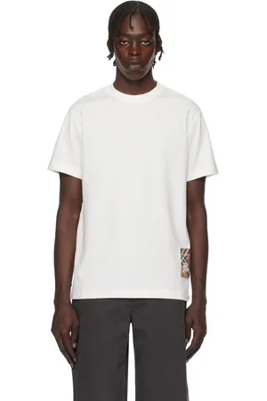 Burberry White Check Label Cotton T-shirt