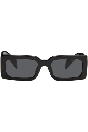 Prada Black Rectangle Acetate With Script Logo Sunglasses