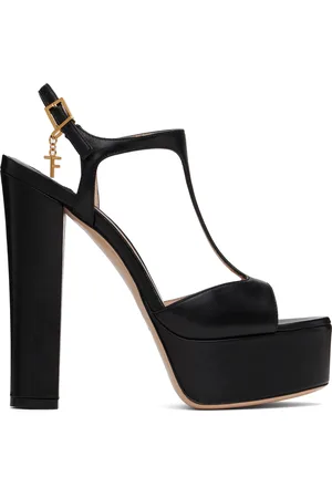 Tom Ford Black Nappa Leather Lux Heeled Sandals