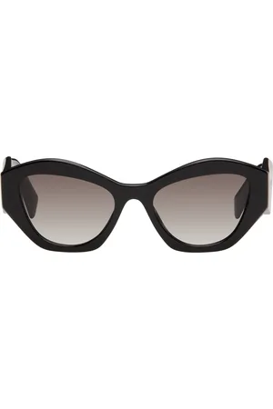 Prada Black Round Cat Eye Acetate Sunglasses