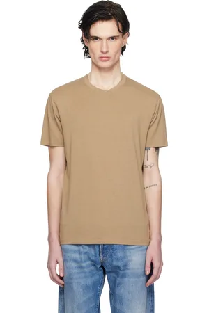Tom Ford Beige Lyocell Cotton Crew T-shirt