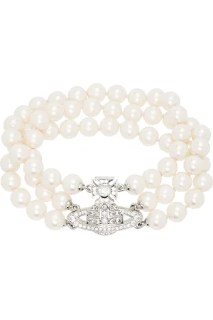 Vivienne Westwood White Graziella Three Row Pearl Bracelet