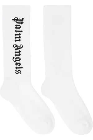 Palm Angels White Gothic Logo Socks