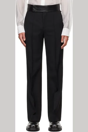 SYSTEM Black Leather Detailed Tuxedo Trousers