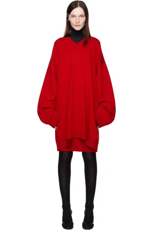 Marie Adam-Leenaerdt Red Fitted Back Sweater Minidress