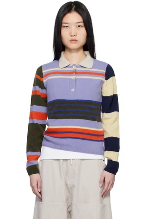 THE ELDER STATESMAN Multicolor Chaos Stripe Fitted Polo