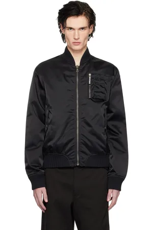 Palm Angels Black Curved Logo Bomber