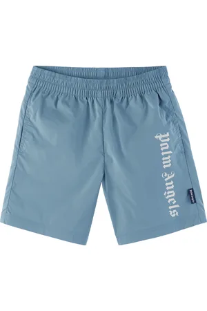 Palm Angels Kids Blue Overlogo Swim Shorts