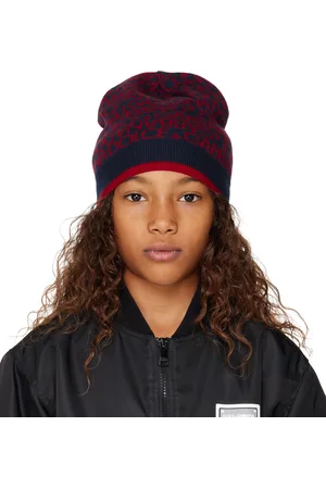 Dolce & Gabbana Kids Navy & Red Jacquard Knit Beanie