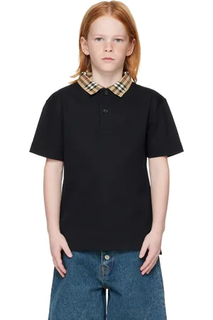 Burberry Kids Check Collar Cotton Polo