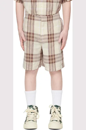 Burberry Kids Beige Check Linen Shorts