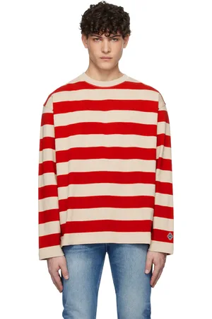 UNIFORM Red & Beige Striped Border T-Shirt