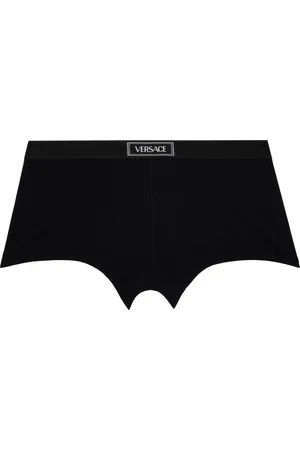 VERSACE Black 90s Vintage Logo Ribbed Boxer Briefs