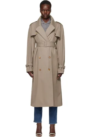 Moschino Taupe Gabardine Tailored Twist Trench Coat