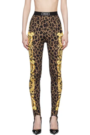 VERSACE Brown Wild Barocco Stirrup Leggings