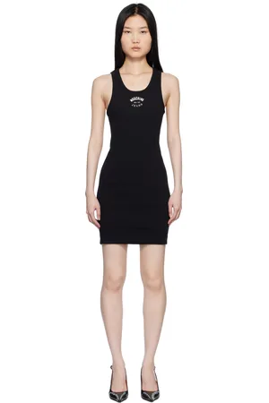 VERSACE Black 90s Vintage Logo Ribbed Minidress