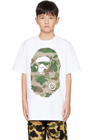 BAPE Kids White Layered Line Camo Big Ape Head T-shirt