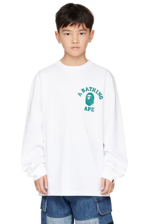 BAPE Kids White Liquid Camo Ape Head T-shirt