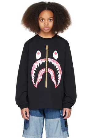 BAPE Kids Black ABC Camo Shark L/S T-shirt