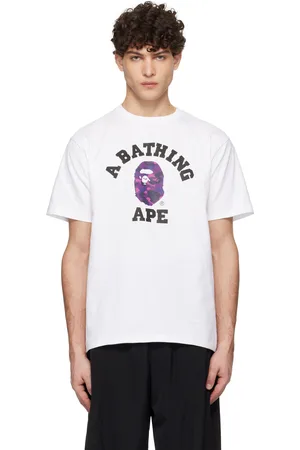 BAPE White & Purple Color Camo College T-shirt