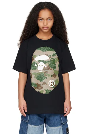 BAPE Kids Black Layered Line Camo Big Ape Head T-shirt
