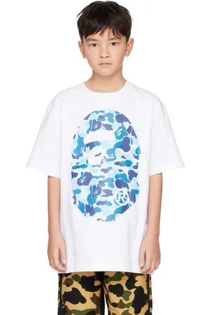 BAPE Kids White & Blue ABC Camo Big Ape Head T-shirt